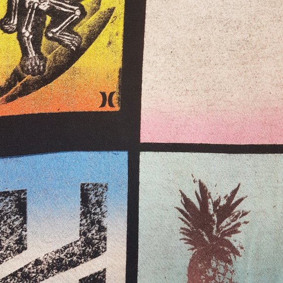 Vintage HURLEY Tee Shirt Large US L Multi Graphic Skull Surf Pineapple Seahorse - Picture 8 of 13